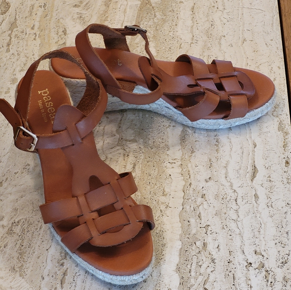 Paseart Brown Leather Espadrilles Made In Spain Size 40 (US 9) - Picture 2 of 8